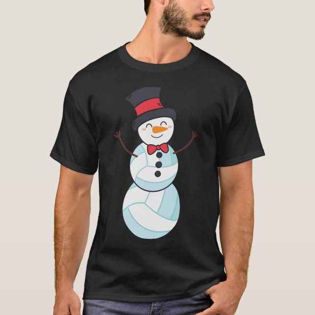 funny volleyball snowman christmas T-Shirt (Front)