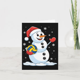 Funny Volleyball Snowman Christmas Volleyball Play Card