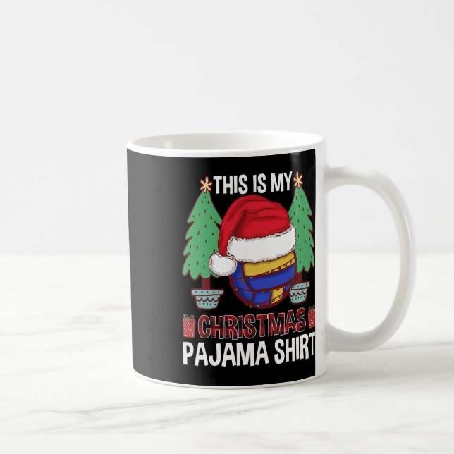 Funny Volleyball Team Ugly Christmas Lights Pajama Coffee Mug (Right)