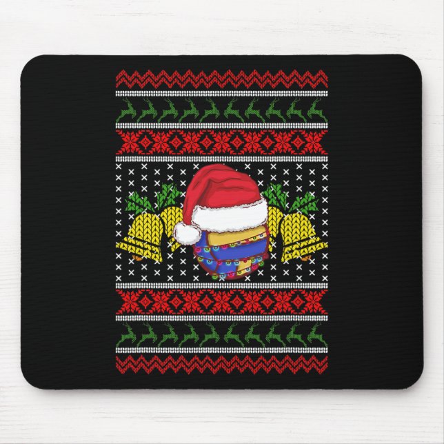 Funny Volleyball Team Ugly Sweater Christmas Light Mouse Pad (Front)