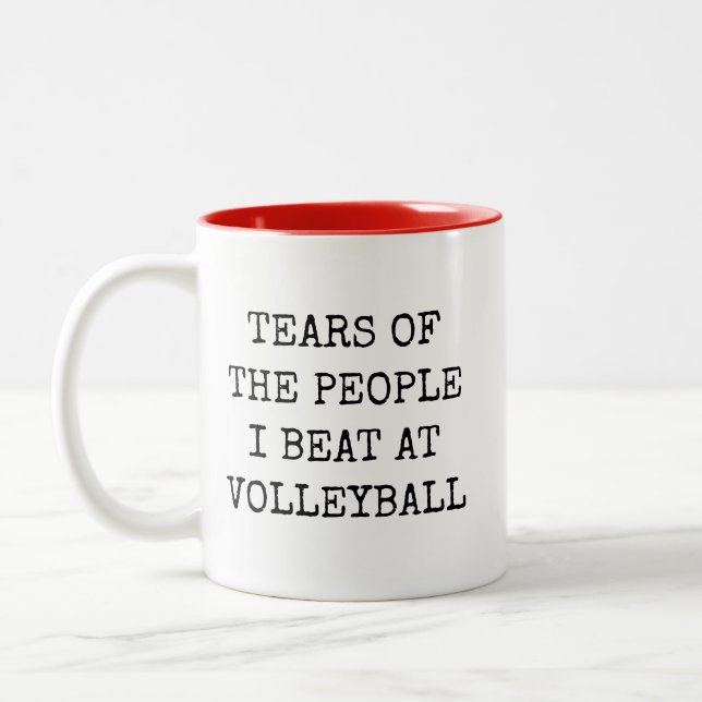 Funny Volleyball Two-Tone Coffee Mug (Left)