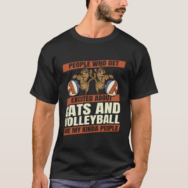 Funny Volleyball Vball - Beach Volleyball Cat T-Shirt (Front)