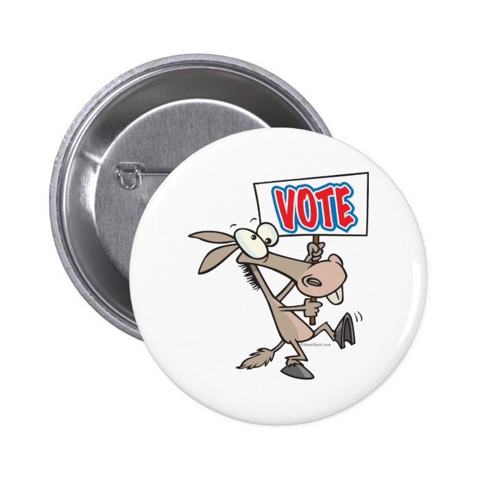 funny vote democrat donkey cartoon buttons