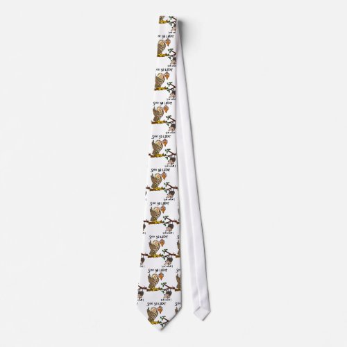 Funny Vulture talking to Possum Cartoon Neck Tie