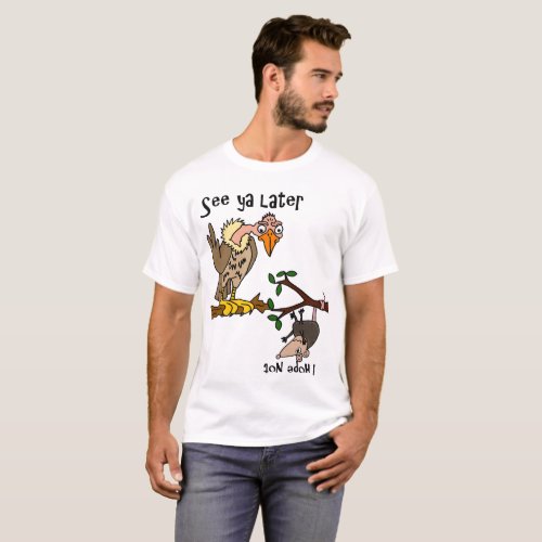 Funny Vulture talking to Possum Cartoon T_Shirt