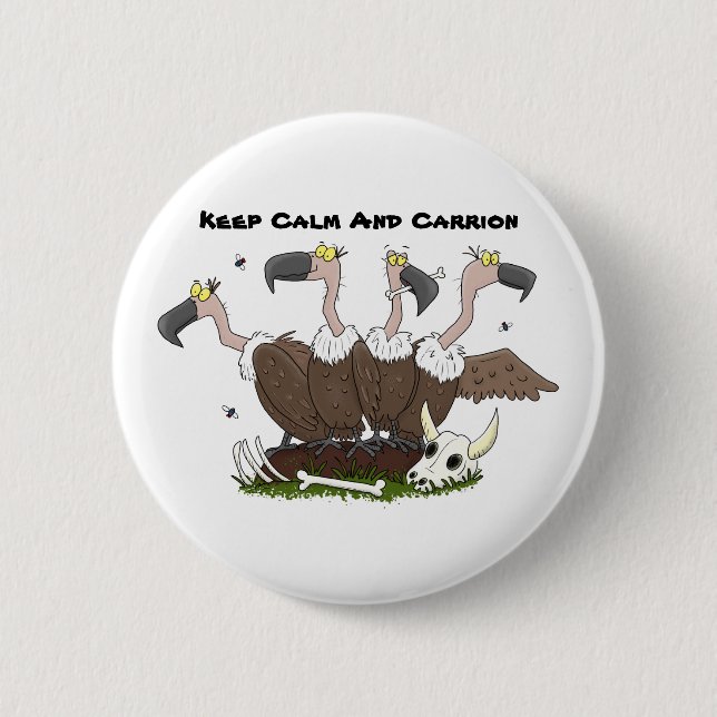 Funny vultures humor cartoon button (Front)