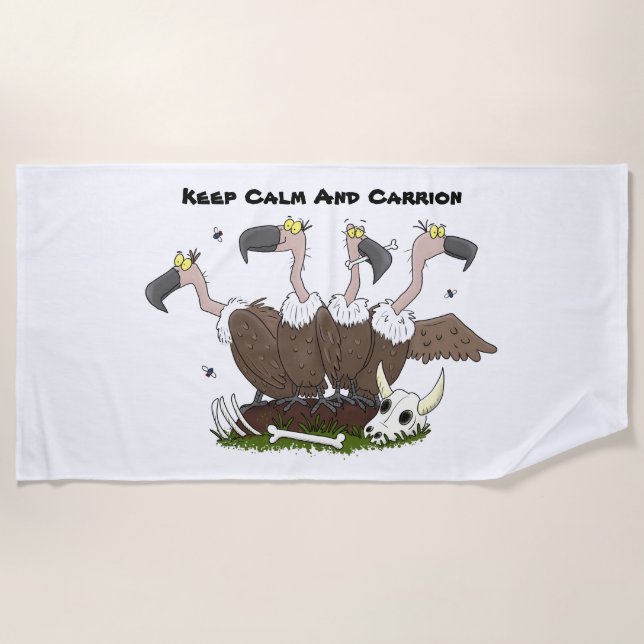 Funny vultures humour cartoon beach towel (Front)