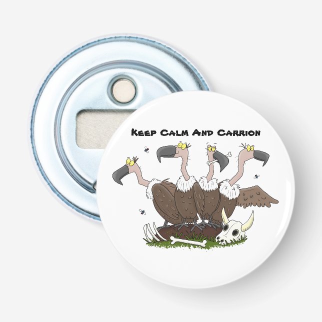 Funny vultures humour cartoon bottle opener (Front)