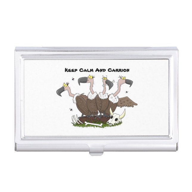 Funny vultures humour cartoon business card case (Front)