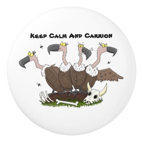 Funny vultures humour cartoon ceramic knob