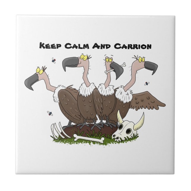 Funny vultures humour cartoon ceramic tile (Front)