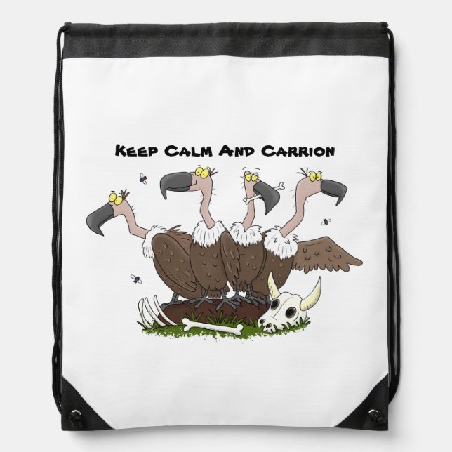 Funny vultures humour cartoon drawstring bag (Front)