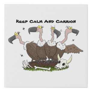 Funny vultures humour cartoon faux canvas print