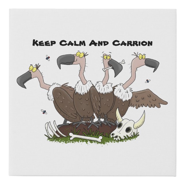 Funny vultures humour cartoon faux canvas print (Front)