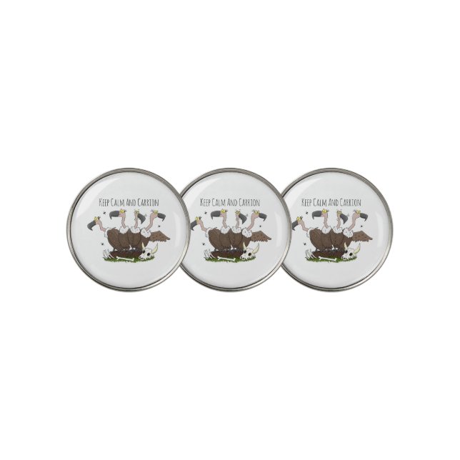 Funny vultures humour cartoon golf ball marker (3 Up)