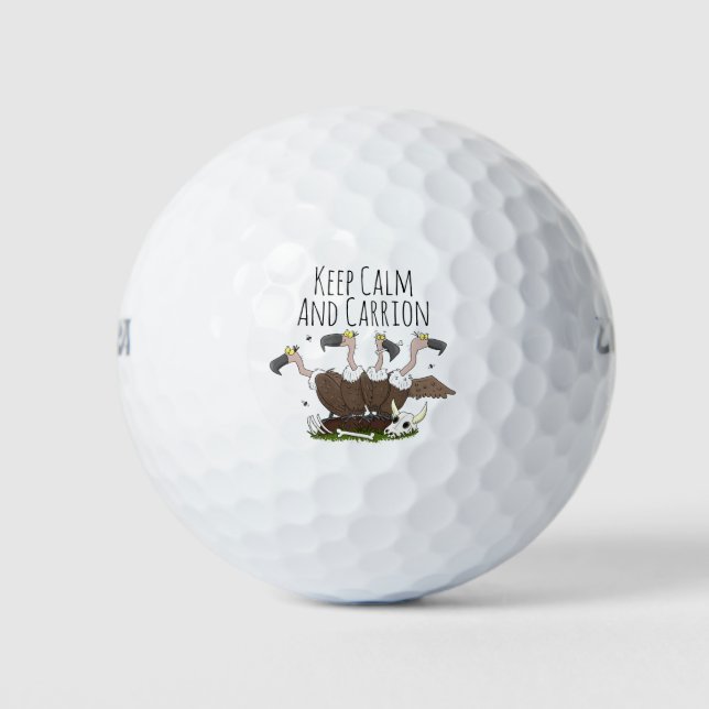 Funny vultures humour cartoon golf balls (Front)