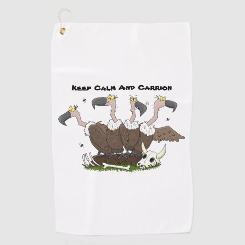 Funny vultures humour cartoon golf towel