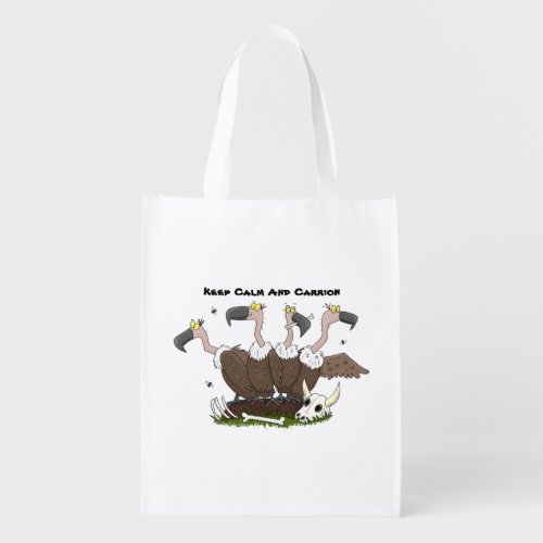 Funny vultures humour cartoon grocery bag
