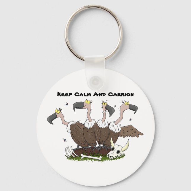 Funny vultures humour cartoon keychain (Front)
