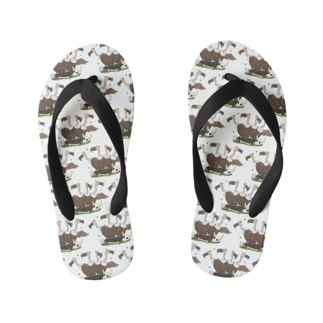 Funny vultures humour cartoon kid's flip flops (Footbed)