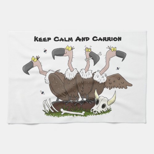 Funny vultures humour cartoon kitchen towel