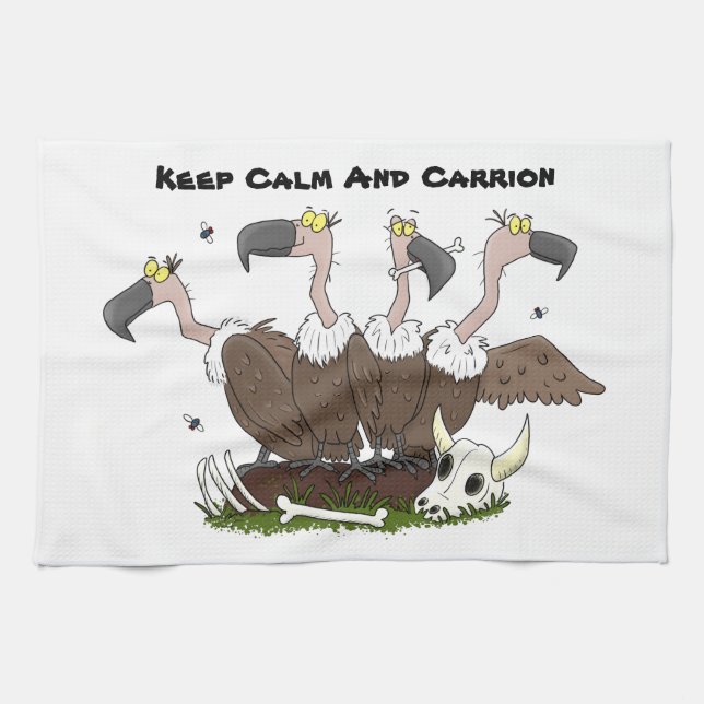 Funny vultures humour cartoon kitchen towel (Horizontal)