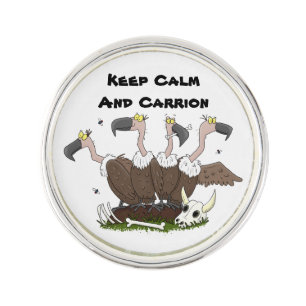 Funny vultures humour cartoon lapel pin