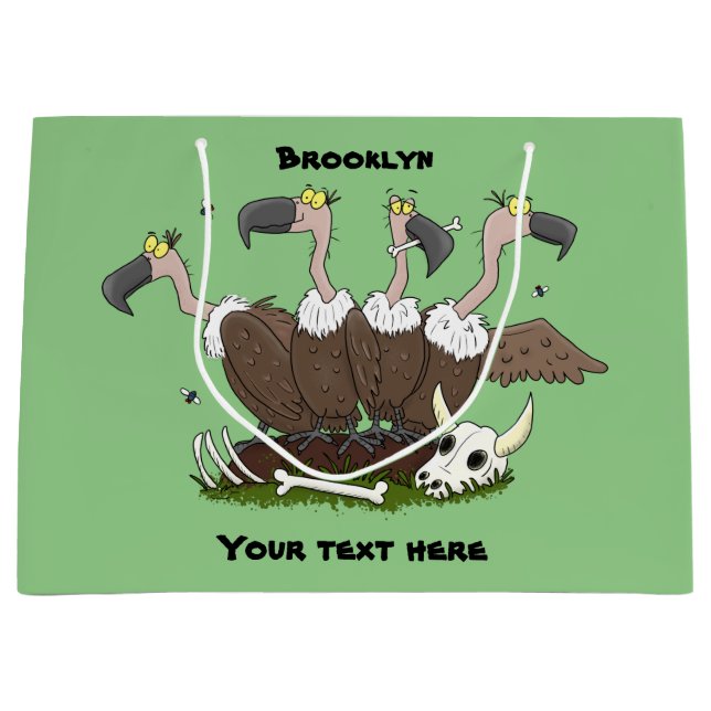 Funny vultures humour cartoon  large gift bag (Front)