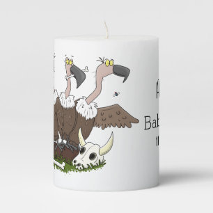 Funny vultures humour cartoon  pillar candle