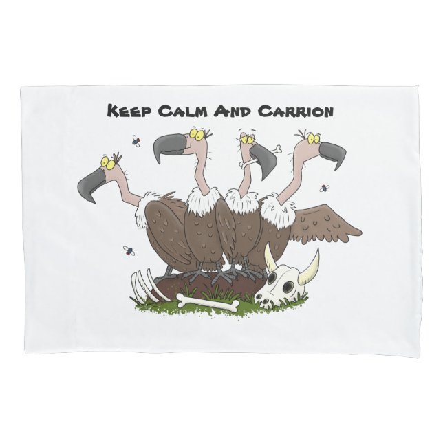 Funny vultures humour cartoon pillow case (Front)