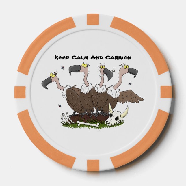 Funny vultures humour cartoon poker chips (Front)