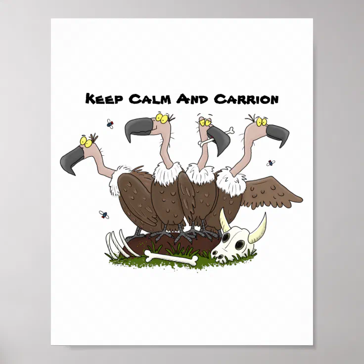 Funny vultures humour cartoon poster Zazzle