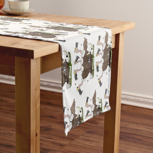 Funny vultures humour cartoon short table runner (In Situ)