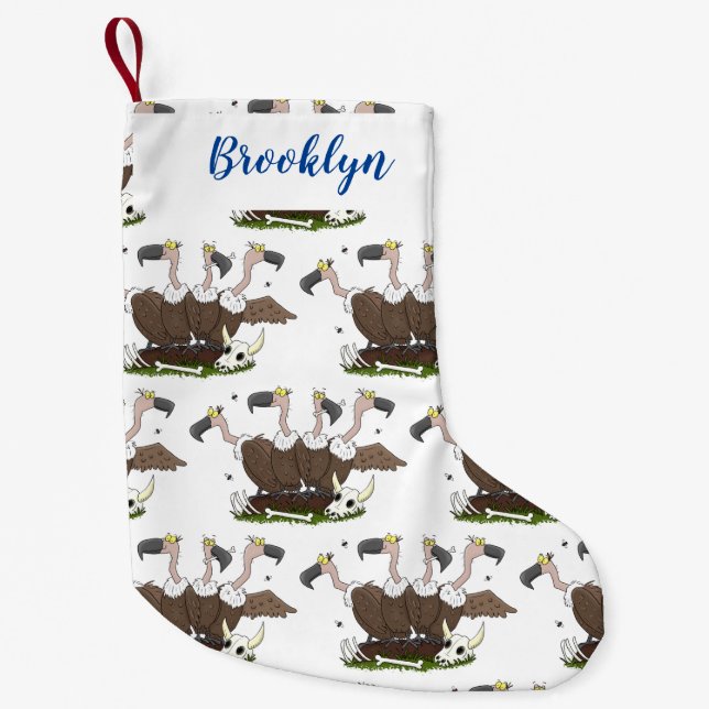 Funny vultures humour cartoon small christmas stocking (Front)