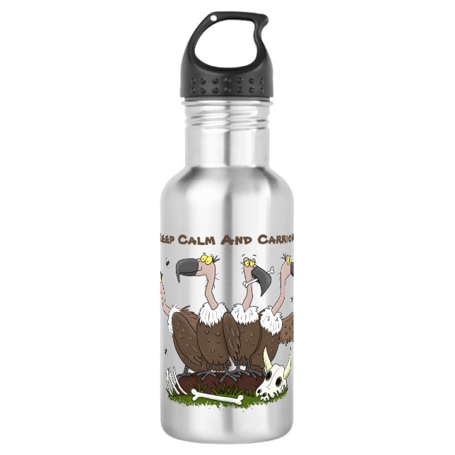 Funny vultures humour cartoon stainless steel water bottle (Front)