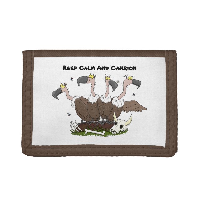 Funny vultures humour cartoon trifold wallet (Front)