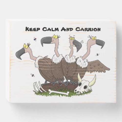 Funny vultures humour cartoon wooden box sign