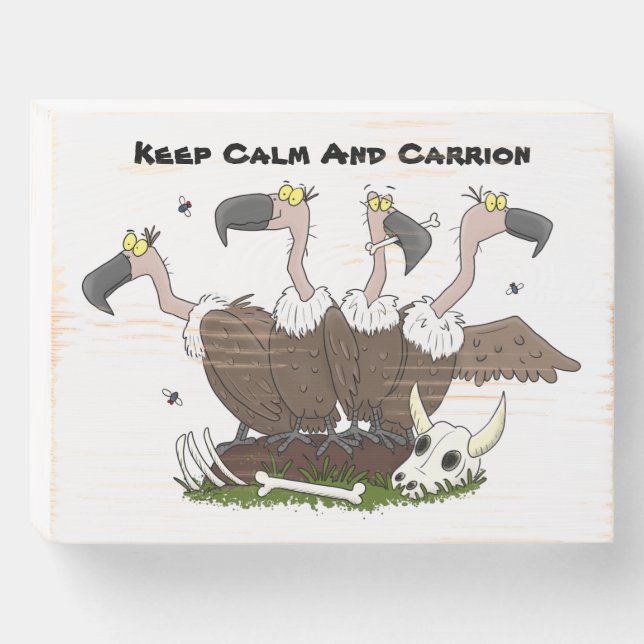 Funny vultures humour cartoon wooden box sign (Front Horizontal)
