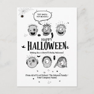 Funny Wacky Monster Kids Halloween Postcard Design