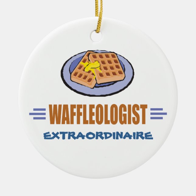 Funny Waffle Ceramic Ornament (Front)