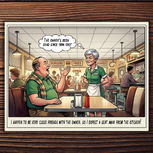 Funny Waitress Life Restaurant Humor Postcard