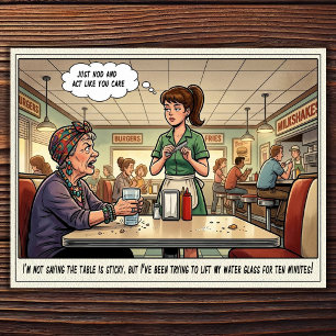 Funny Waitress Life Restaurant Humor Postcard
