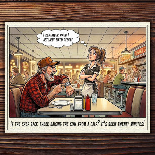Funny Waitress Life Restaurant Humor  Postcard