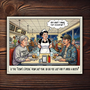 Funny Waitress Life Restaurant Humor  Postcard