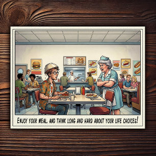 Funny Waitress Life Restaurant Humor  Postcard