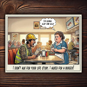 Funny Waitress Life Restaurant Humor Postcard