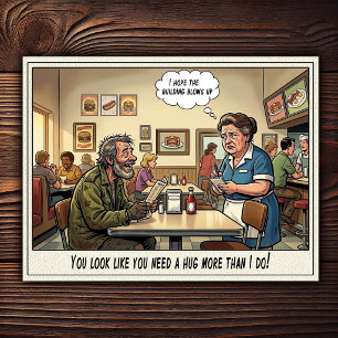 Funny Waitress Life Restaurant Humor Postcard