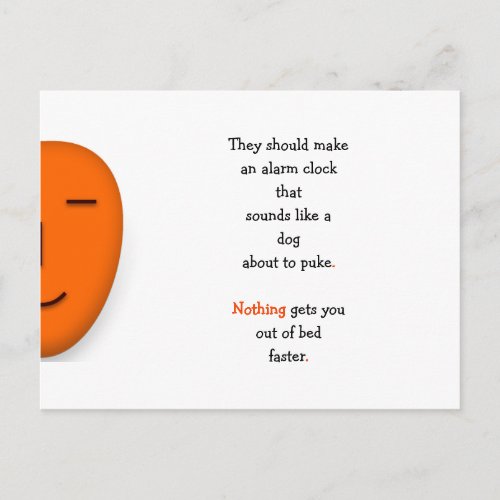Funny Wake Up Dog Puke Alarm Clock Joke Humor LOL Postcard