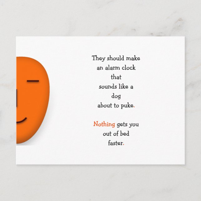 Funny Wake Up Dog Puke Alarm Clock Joke Humor LOL Postcard (Front)