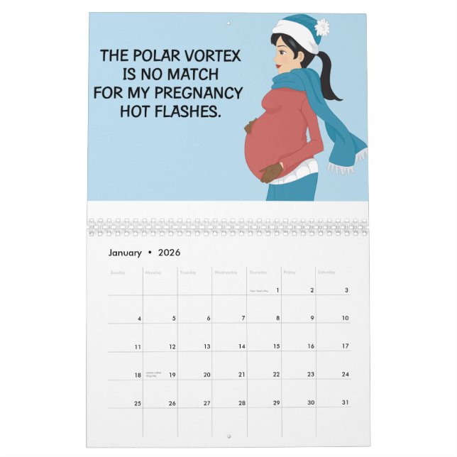 Funny Wall Calendar for Pregnant Women (Jan 2026)